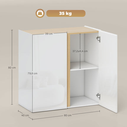 Sideboard with Soft-Close Doors, Adjustable Shelf, White