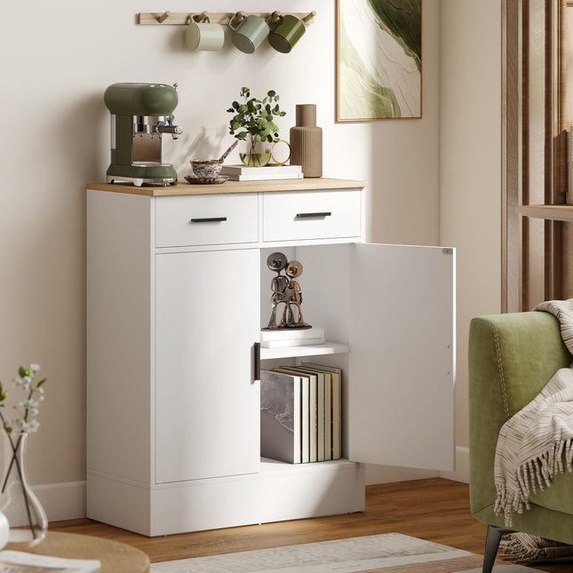 Sideboard with Storage, 2 Drawers, Adjustable Shelf, Wood