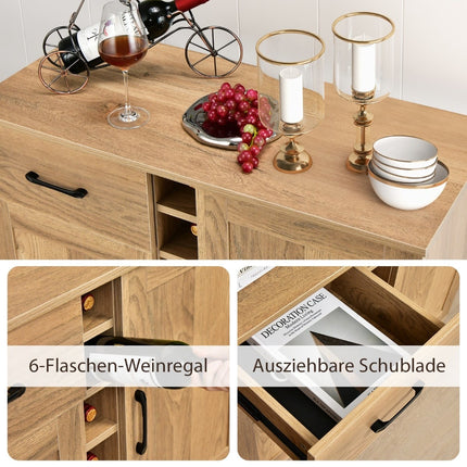 Sideboard with Wine Rack, Drawers, and Adjustable Shelves