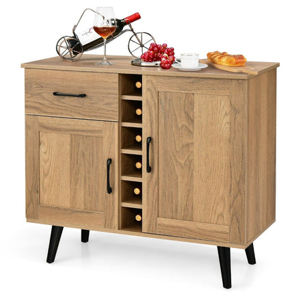 Sideboard with Wine Rack, Drawers, and Adjustable Shelves