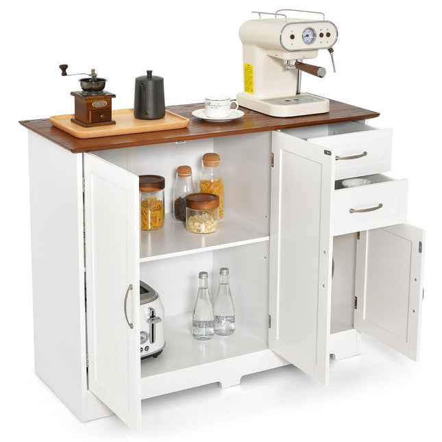 Sideboard with worktop & doors & drawers & adjustable shelves kitchen cabinet white
