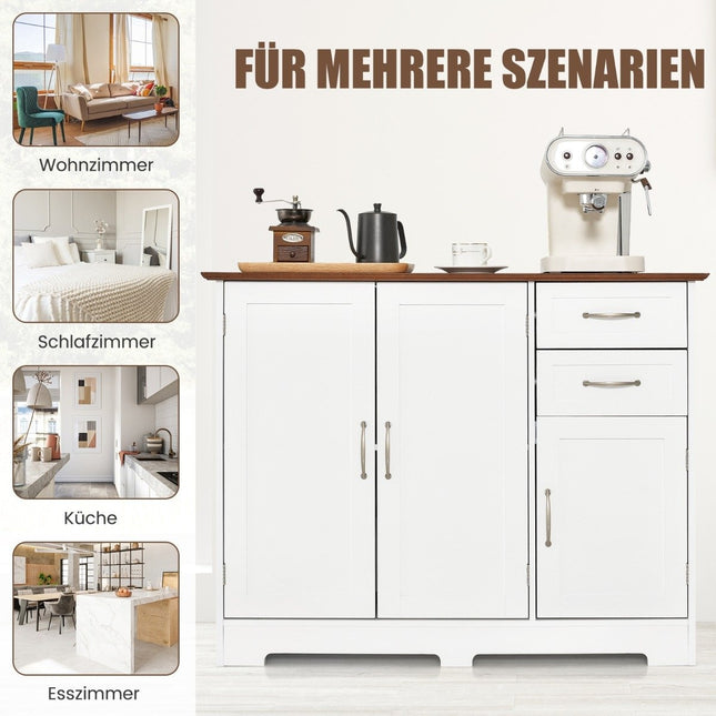 Sideboard with worktop & doors & drawers & adjustable shelves kitchen cabinet white