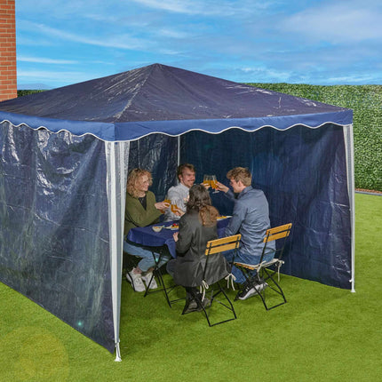 Side panels in dark blue pavilion - set of 3