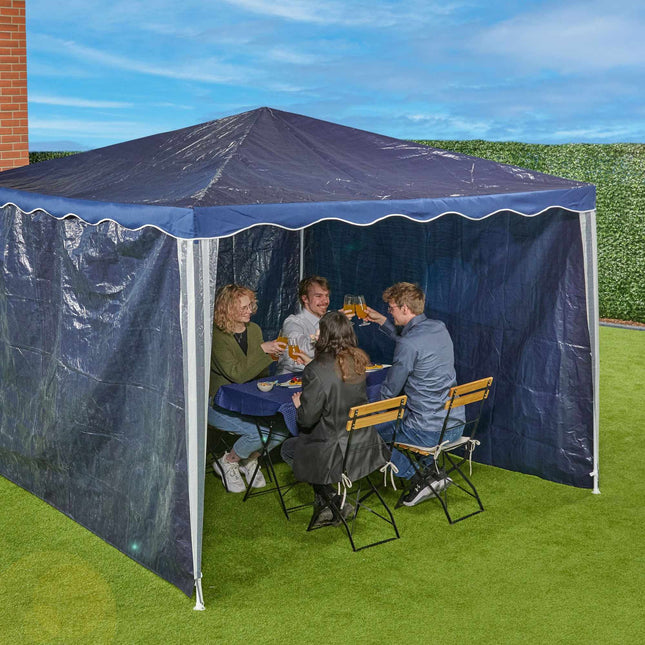 Side panels in dark blue pavilion - set of 3