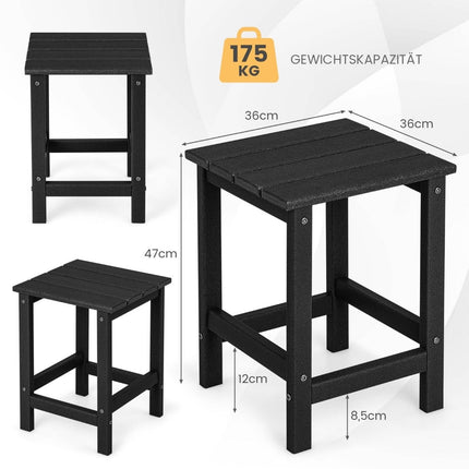 Side table Weather-resistant HDPE Adirondack table 36 x 36 x 47 cm Black