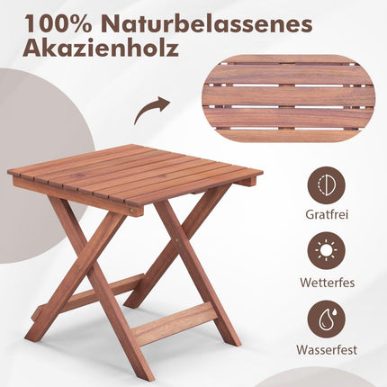 Side table acacia wood garden table small balcony table X-shape 46 x 46 x 45 cm