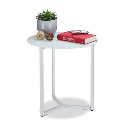 Side table around glass & metal