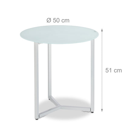 Side table around glass & metal