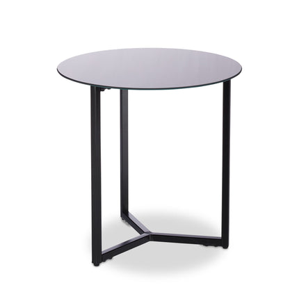 Side table around glass & metal