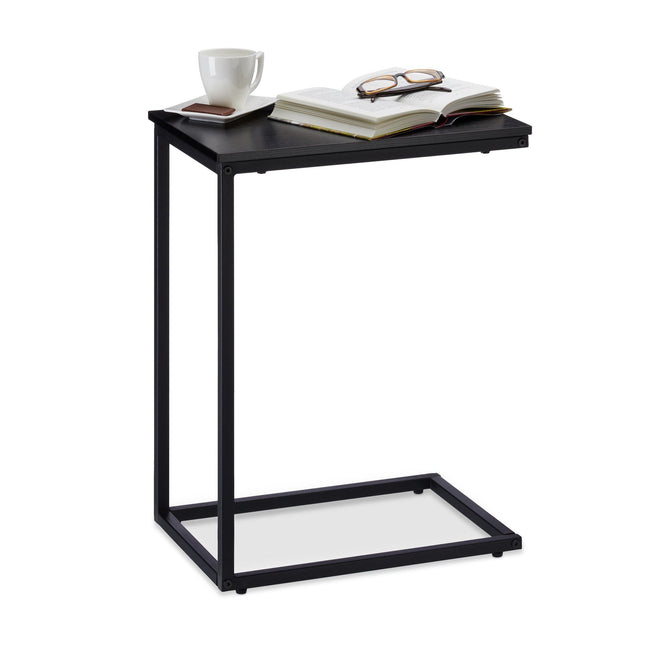 Side table black with metal base
