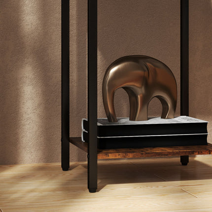 Rustic brown industrial side table, Steel frame, 40x40x68 cm