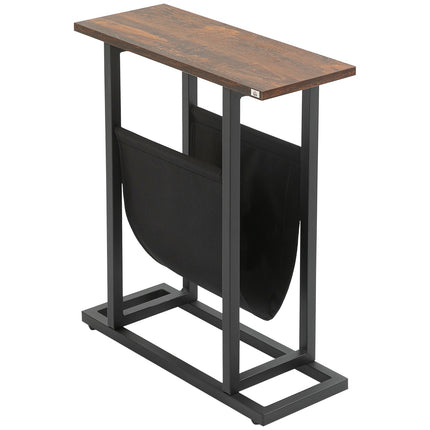 Coffee table with fabric bag & steel frame, dark brown