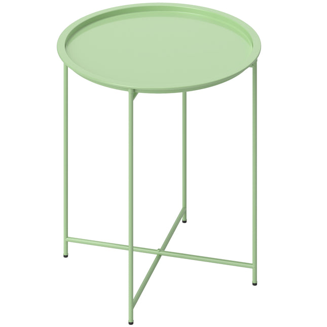 Round folding garden table - weatherproof & green, 46x50 cm