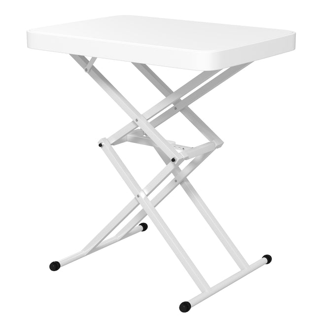 Adjustable outdoor garden table - plastic, folding, white