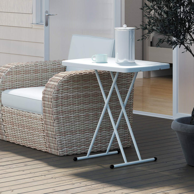 Height-adjustable folding plastic garden table - Outdoor/indoor use
