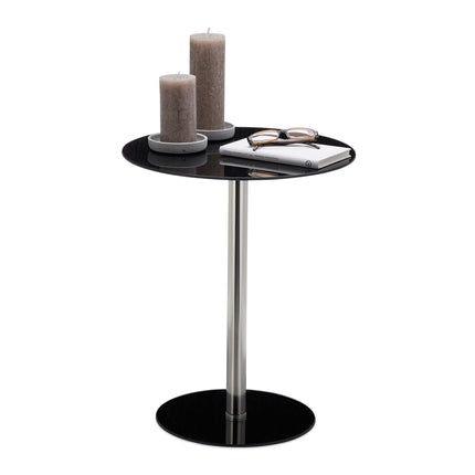 Side table in glass and stainless steel