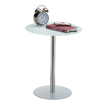 Side table in glass and stainless steel