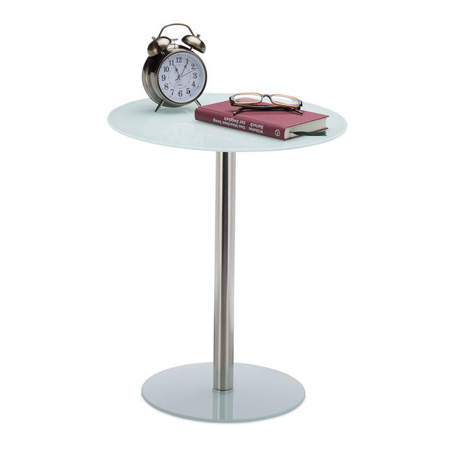 Side table in glass and stainless steel