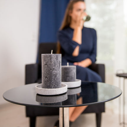 Side table in glass and stainless steel