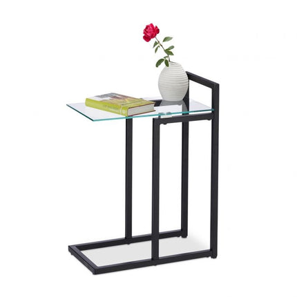 Side table in metal and glass