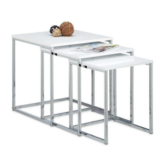 Side table in set of 3 with metal legs