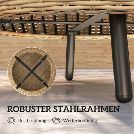 Round coffee table in poly rattan with glass top - Ø75 x 42 cm