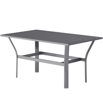 Dark gray metal outdoor table, weather resistant and easy to maintain