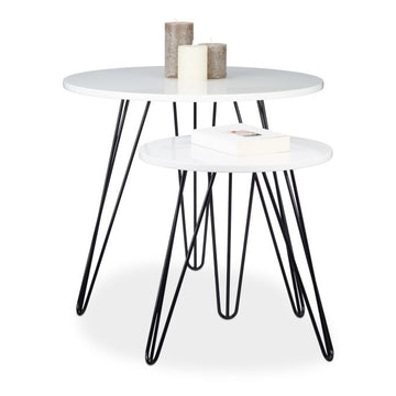 Side table white set of 2