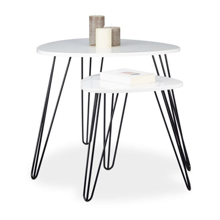 Side table white set of 2