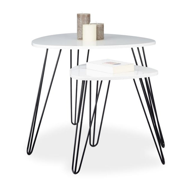 Bijzettafel wit set van 2