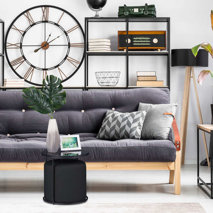 Side table with footstool black