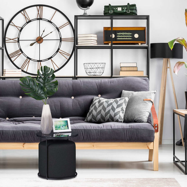 Side table with footstool black