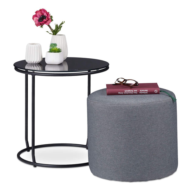 Side table with integrated stool
