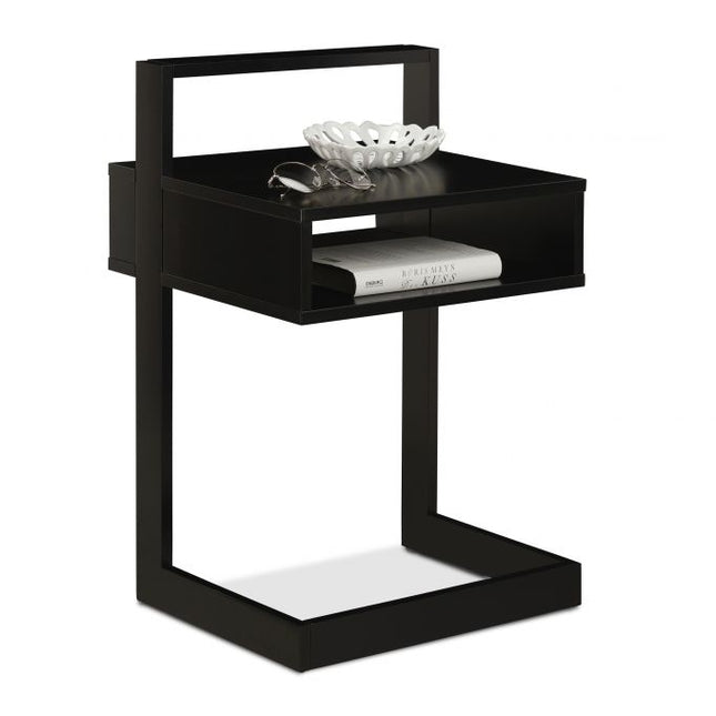 Bijzettafel met opbergvak zwart