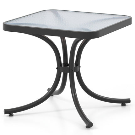 Side table with table top made of tempered glass, weatherproof balcony table, small garden table