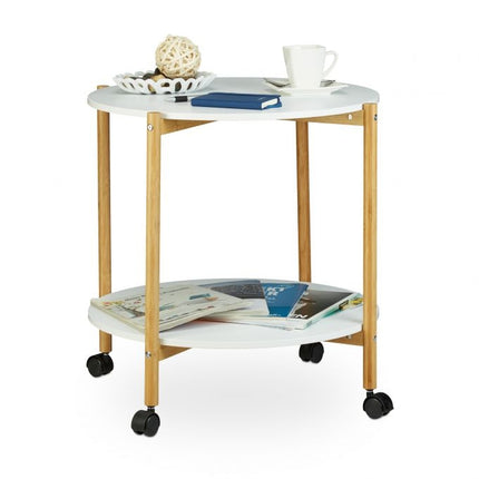 Side table with wheels and 2 levels