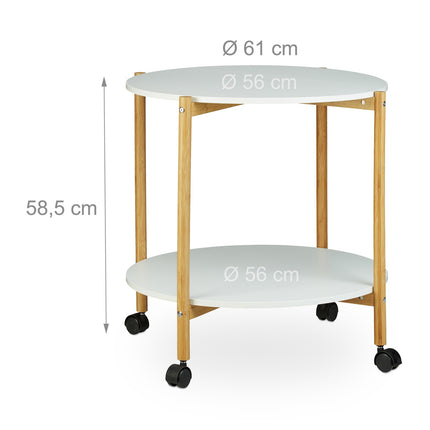 Side table with wheels and 2 levels