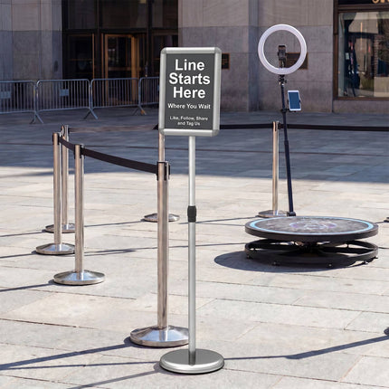 Sign Holder Stand, 8.5x11 Inch, Adjustable Height, Silver