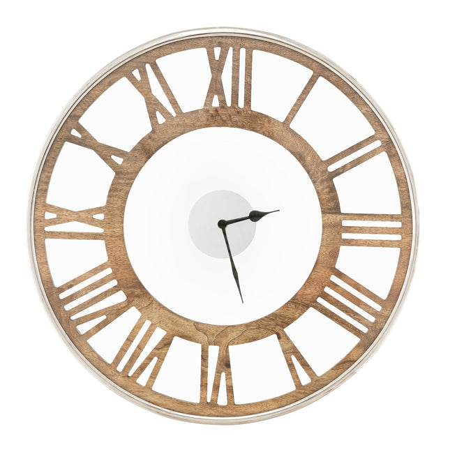 Silent Wood Wall Clock, Roman Numerals, 16 or 20 Inch