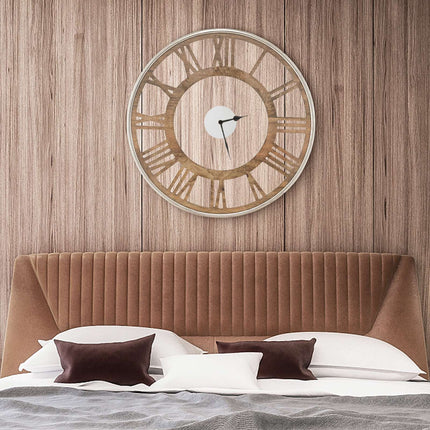 Silent Wood Wall Clock, Roman Numerals, 16 or 20 Inch