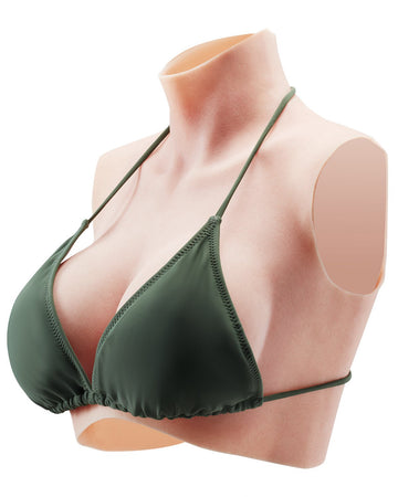 Silicone Breastplate, C-Cup High Neck, Ivory