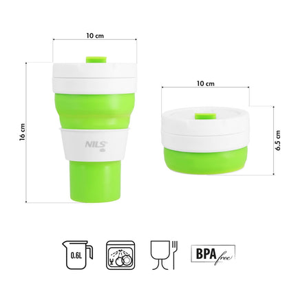 Silicone Folding Cup, 600ml, Light Green