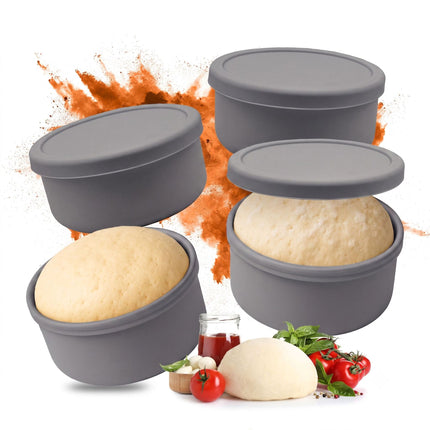Silicone Pizza Dough Proofing Boxes with Lids, Set of 4