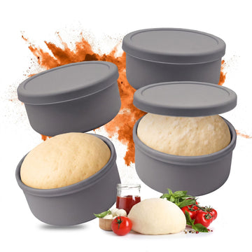 Silicone Pizza Dough Proofing Boxes with Lids, Set of 4