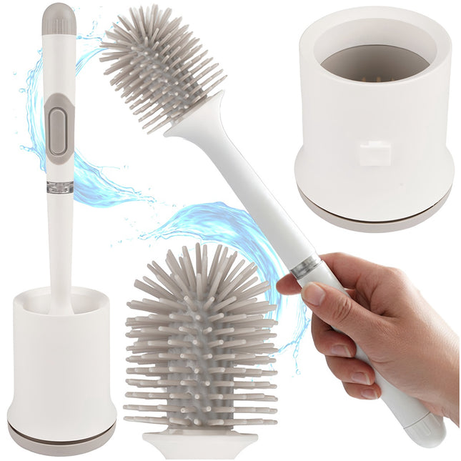Siliconen toiletborstel met houder, wit, antibacterieel