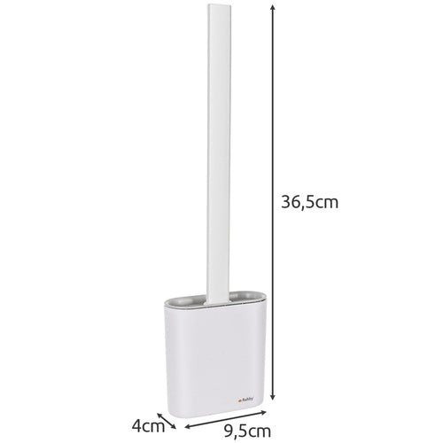 Siliconen toiletborstel met hygiënische, geventileerde houder.