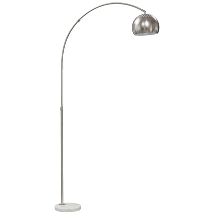 Silver Arc Floor Lamp with Marble Base, Adjustable Head
