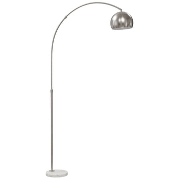 Silver Arc Floor Lamp with Marble Base, Adjustable Head