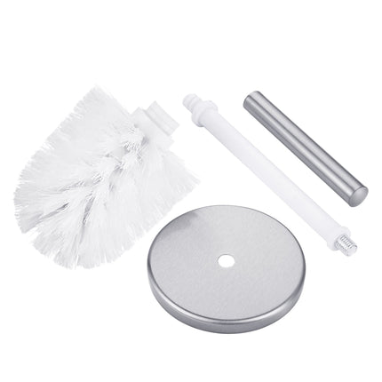 Silver Bathroom Set: Toilet Roll Holder & Brush