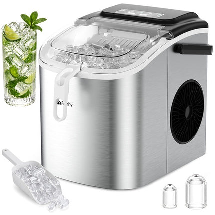 Silver Ice Maker, 1.2L Capacity, 12kg/Day Output